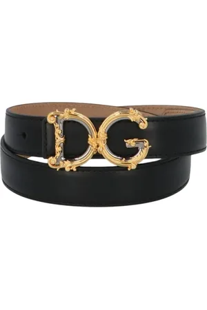 Dolce & Gabbana Akcesoria, Kobieta, Czarny, 85 CM, Czarny skórzany pasek z klamrą DG