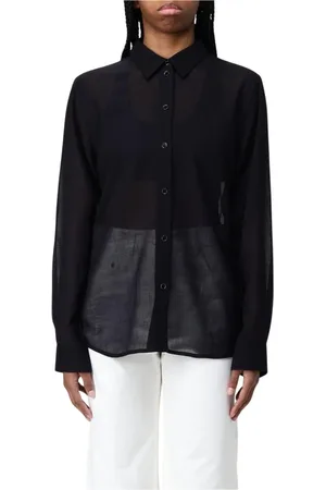 Helmut Lang Bluzki, Kobieta, Czarny, S, Czarna Jedwabna Bluzka Stylowy Design