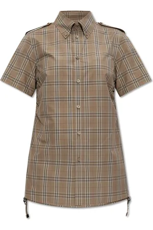 Burberry Bluzki, Kobieta, Beżowy, M, Koszula z wzorem w kratę