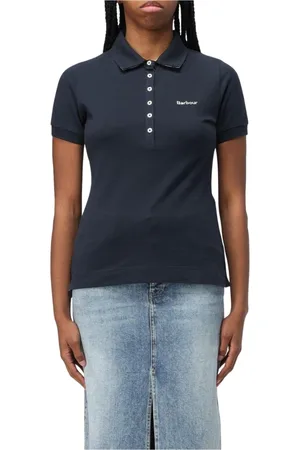 Barbour Koszulki, Kobieta, Niebieski, S, Biała koszulka polo z krótkim rękawem