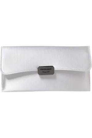 Emporio Armani Torebki, Kobieta, Biały, ONE SIZE, Perłowa Satynowa Kopertówka na Magnetyczne Zapięcie