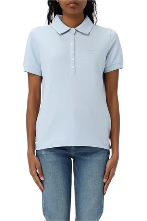 Barbour Koszulki, Kobieta, Niebieski, XS, Biała Koszulka Polo Klasyczny Styl