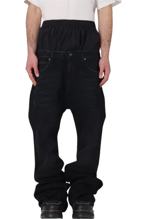 Balenciaga Jeansy, Mężczyzna, Niebieski, M, Len, Niebieskie Spodnie z Prostą Nogawką i Elastycznym Pasem