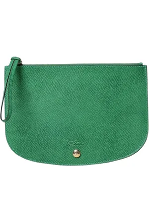Longchamp Torebki, Kobieta, Zielony, ONE SIZE, Zielona Skórzana Kopertówka Elegancja Funkcjonalność