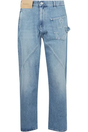J.W.Anderson Jeansy, Mężczyzna, Niebieski, W32, Twisted Workwear Jeansy z ukrytym zamkiem