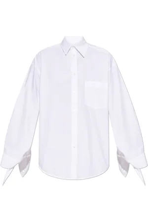 Balenciaga Bluzki, Kobieta, Biały, M, Len, Koszula z logo