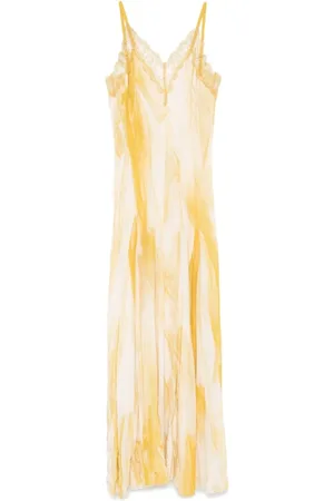 Elisabetta Franchi Sukienki, Kobieta, Pomarańczowy, M, Elegancka Żółto-Biała Sukienka