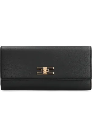Elisabetta Franchi Torebki, Kobieta, Czarny, ONE SIZE, Skóra, Elegancka torebka na ramię z zapięciem typu turn lock