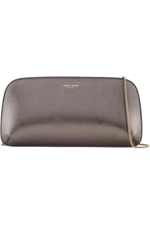 Giorgio Armani Torebki, Kobieta, Szary, ONE SIZE, Szara Metaliczna Kopertówka