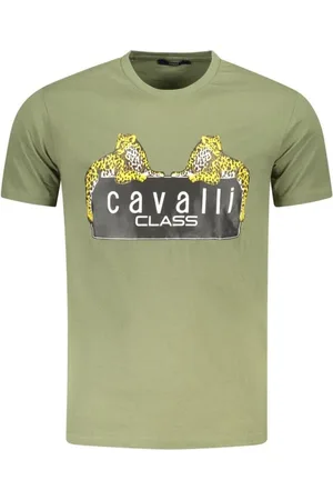 Roberto Cavalli Koszulki, Mężczyzna, Zielony, XL, Zielony Minimalistyczny T-shirt z Bawełny