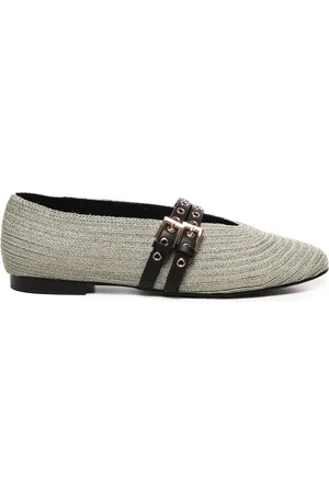 Bibi Lou Buty, Kobieta, Szary, 39 EU, Srebrne Buty na Płaskim Obcasie z Klamrami