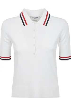 Thom Browne Koszulki, Kobieta, Biały, S, Paski Polo z dżerseju