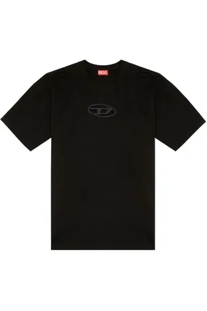 Diesel Koszulki, Mężczyzna, Czarny, L, Bawełna, Czarny T-shirt z Wyciętym Logo