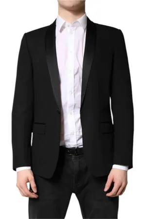 Dolce & Gabbana Garnitury, Mężczyzna, Czarny, S, Wełna, Luksusowy Slim Fit Blezer z Jedwabną Podszewką