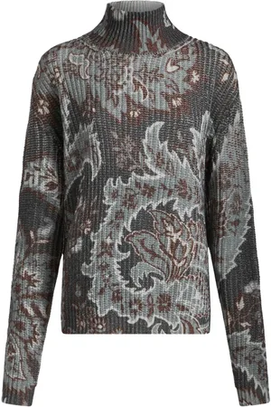 Etro Swetry, Kobieta, Wielobarwność, S, Niebieski Sweter z Paisley z Wełny