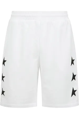 Golden Goose Szorty, Mężczyzna, Biały, L, Szerokie Szorty z Bocznymi Gwiazdami