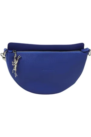 Longchamp Torebki, Kobieta, Niebieski, ONE SIZE, Niebieska Torebka z Kornetowej Skóry Half Moon
