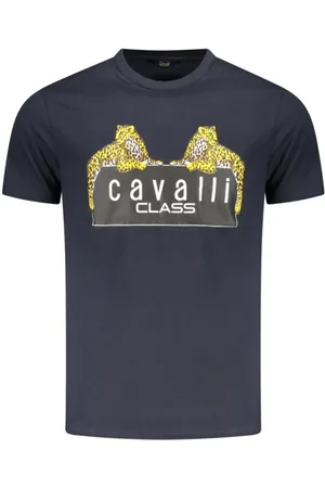 Roberto Cavalli Koszulki, Mężczyzna, Niebieski, M, Niebieski Bawełniany T-shirt z okrągłym dekoltem