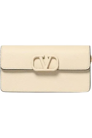 VALENTINO GARAVANI Torebki, Kobieta, Beżowy, ONE SIZE, Len, Elegancka Chain Wallet Clutch Torebka