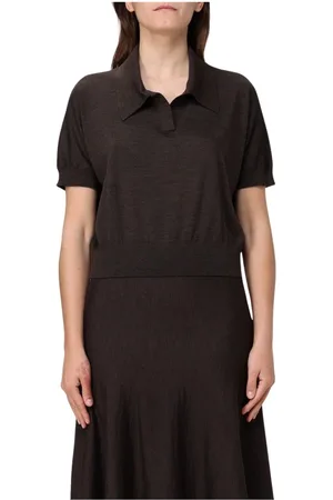 Khaite Koszulki, Kobieta, brązowy, L, Brązowy Sweter Polo