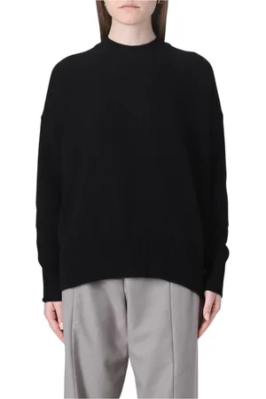 Jil Sander Swetry, Kobieta, Czarny, S, Czarny Sweter z wełny merynosa z dekoltem w serek
