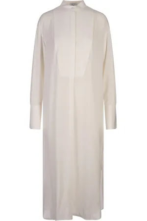 Alexander McQueen Sukienki, Kobieta, Biały, XS, Biała Georgette Sukienka Koszulowa dla Kobiet