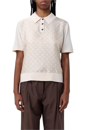 Tory Burch Koszulki, Kobieta, Biały, M, Żółta Kremowa Koszulka Polo