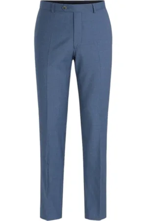 Oscar Jacobson Spodnie, Mężczyzna, Niebieski, 3XL, Wełna, Niebieskie Spodnie Slim Fit z Wełny