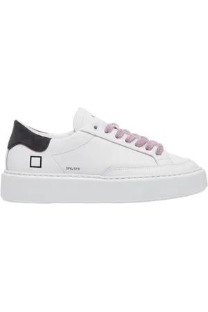 D.A.T.E. Buty, Kobieta, Biały, 37 EU, Beżowe Skórzane Sneakersy z Logo Bokiem