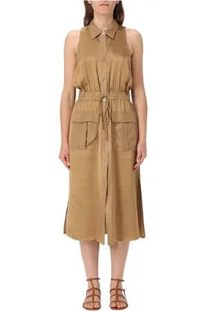 Twin-Set Sukienki, Kobieta, Żółty, S, Elegancka Czarna Sukienka z Koronkowymi Szczegółami