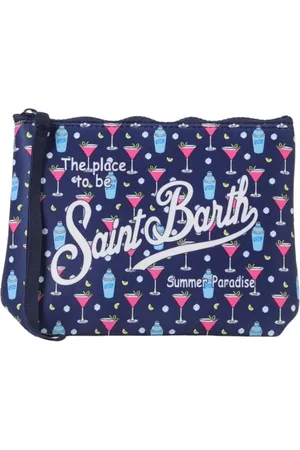 MC2 SAINT BARTH Torebki, Kobieta, Niebieski, ONE SIZE, Neoprenowa Kopertówka z Nadrukiem Koktajlowym