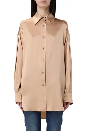 Tom Ford Bluzki, Kobieta, Beżowy, S, Elegancka Beżowa Klasyczna Koszula