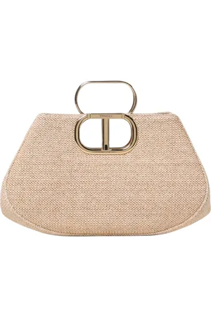 Twin-Set Torebki, Kobieta, Beżowy, ONE SIZE, Elegant Straw Clutch