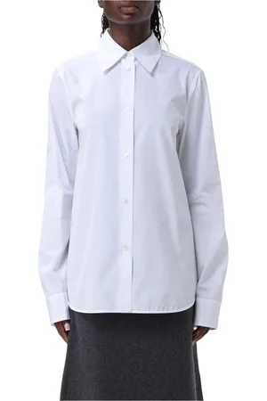 Jil Sander Bluzki, Kobieta, Biały, 2XS, Biała Koszula Poplin Luźny Krój