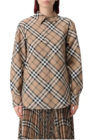 Burberry Bluzki, Kobieta, brązowy, XS, Koszula w Kratę w Kolorze Orzecha