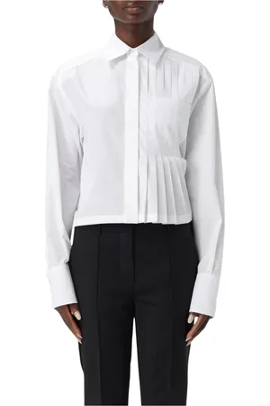 Sportmax Bluzki, Kobieta, Biały, S, Biała Koszula z Bawełnianej Popeliny