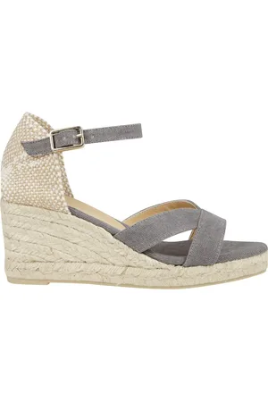 Castaner Buty, Kobieta, Szary, 37 EU, Organiczna sandał z kotona i koturnem