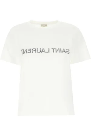 Saint Laurent Koszulki, Kobieta, Biały, M, T-shirt w odwrotnej wersji