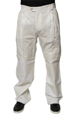 Dolce & Gabbana Jeansy, Mężczyzna, Biały, M, Denim, Białe lniane proste jeansy