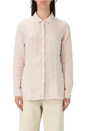 Barbour Bluzki, Kobieta, Beżowy, M, Koszula w Paski z Guzikami w Białym