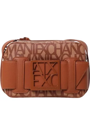 Armani Exchange Torebki, Kobieta, brązowy, ONE SIZE, Elegancka Czarna Torba na Ramię z Unikalną Sprzączką