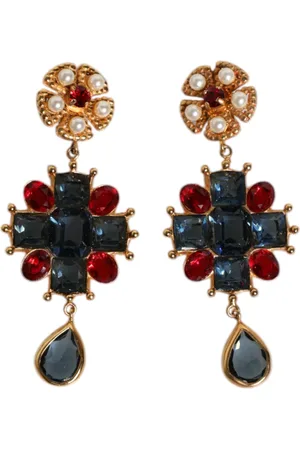 Dolce & Gabbana Akcesoria, Kobieta, Wielobarwność, ONE SIZE, Kryształowe Wiszące Kolczyki