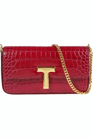 Tom Ford Torebki, Kobieta, Różowy, ONE SIZE, Torba na ramię z nadrukiem krokodyla