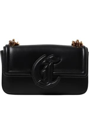 Roberto Cavalli Torebki, Kobieta, Czarny, ONE SIZE, Czarna Torebka na Ramię z Grawerowanym Logo
