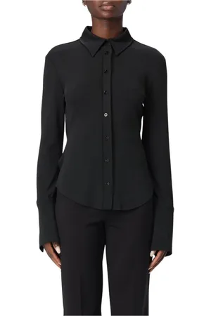 Sportmax Bluzki, Kobieta, Czarny, XS, Czarna Koszula z Kołnierzykiem, Elegancka i Wielofunkcyjna