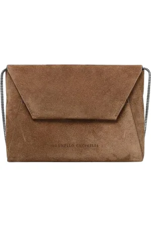 Brunello Cucinelli Torebki, Kobieta, Beżowy, ONE SIZE, Zamsz, Envelope Clutch