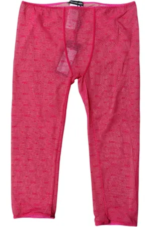 Dolce & Gabbana Spodnie, Kobieta, Fioletowy, S, Nylon, Koronkowe Majtki z Logo