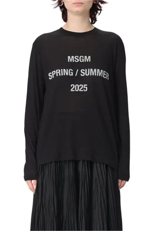 Msgm Koszulki, Kobieta, Czarny, M, Stylowa Graficzna Koszulka Casual