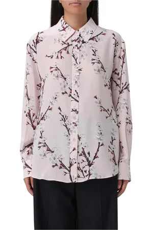 Alexander McQueen Bluzki, Kobieta, Różowy, S, Różowa Kwiatowa Jedwabna Bluzka