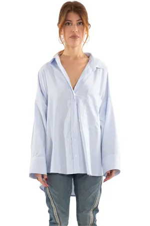 White Sand Bluzki, Kobieta, Niebieski, L, Oversize Koszula w Paski